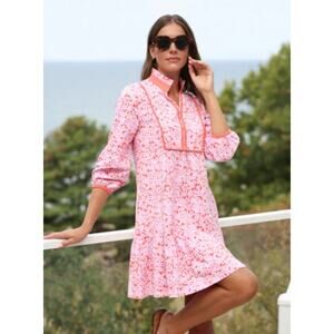 Duffield Lane Katie Dress Pink Bouquet Ruffle Collar Small